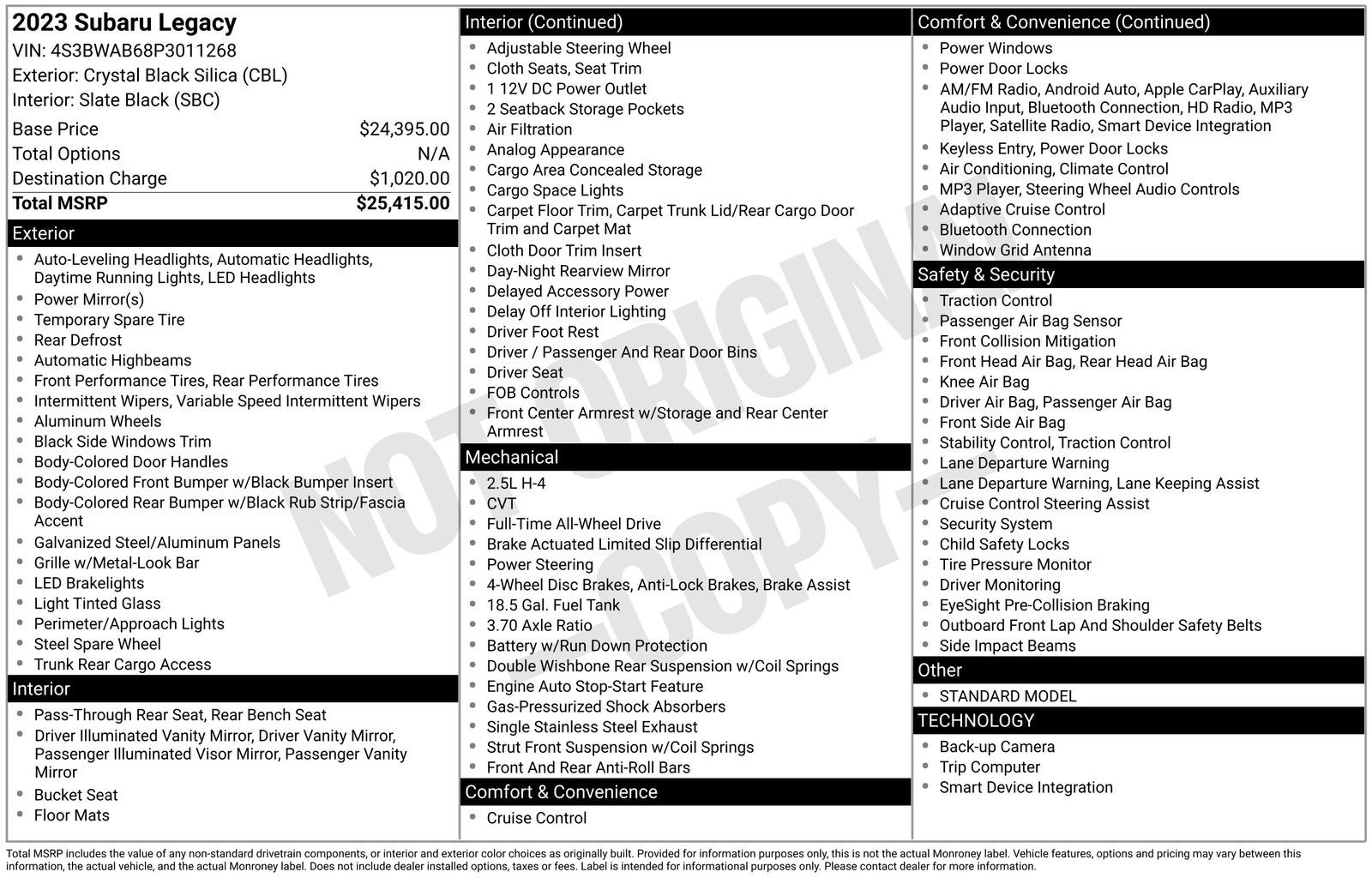 2023 Subaru Legacy Base