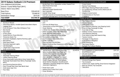 2019 Subaru Outback 2.5i Premium