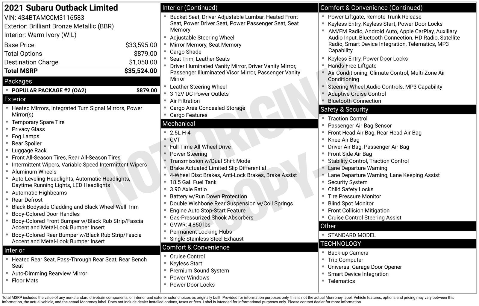 2021 Subaru Outback Limited