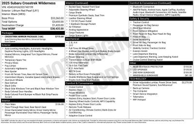 2025 Subaru Crosstrek Wilderness
