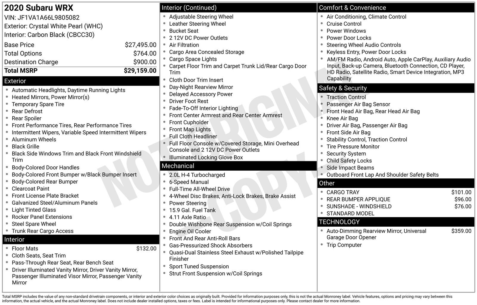 2020 Subaru WRX Base