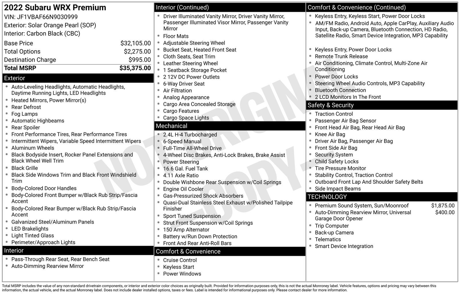 2022 Subaru WRX Premium