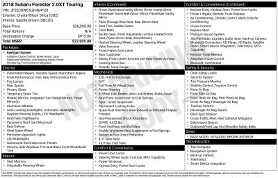 2018 Subaru Forester 2.0XT Touring