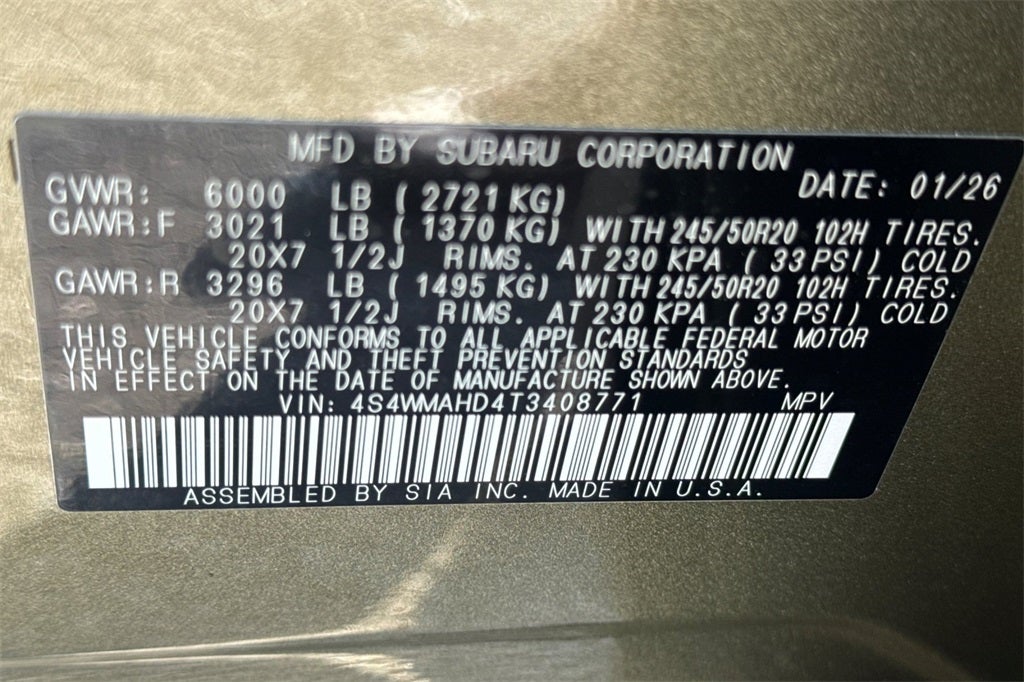 2026 Subaru ASCENT Limited Bronze Edition 7-Passenger