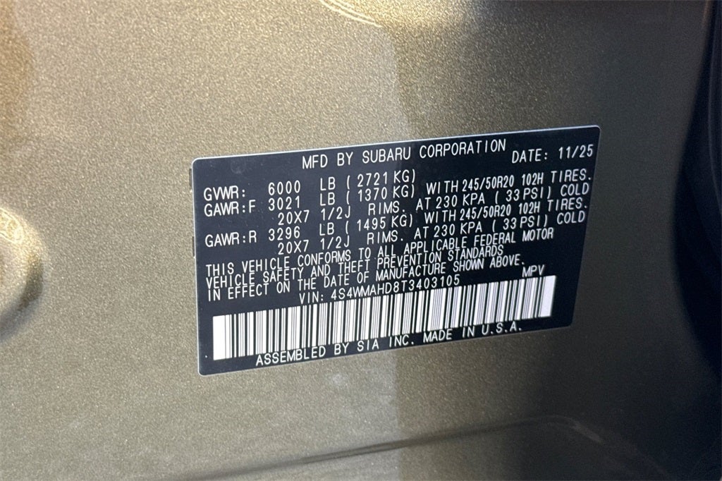 2026 Subaru ASCENT Limited Bronze Edition 7-Passenger