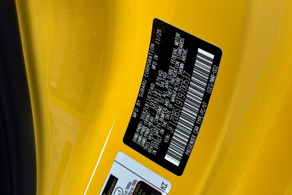 2026 Subaru BRZ Series.Yellow