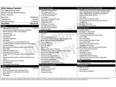 2026 Subaru Forester Standard Model