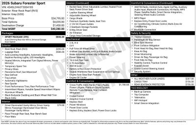 2026 Subaru Forester Sport