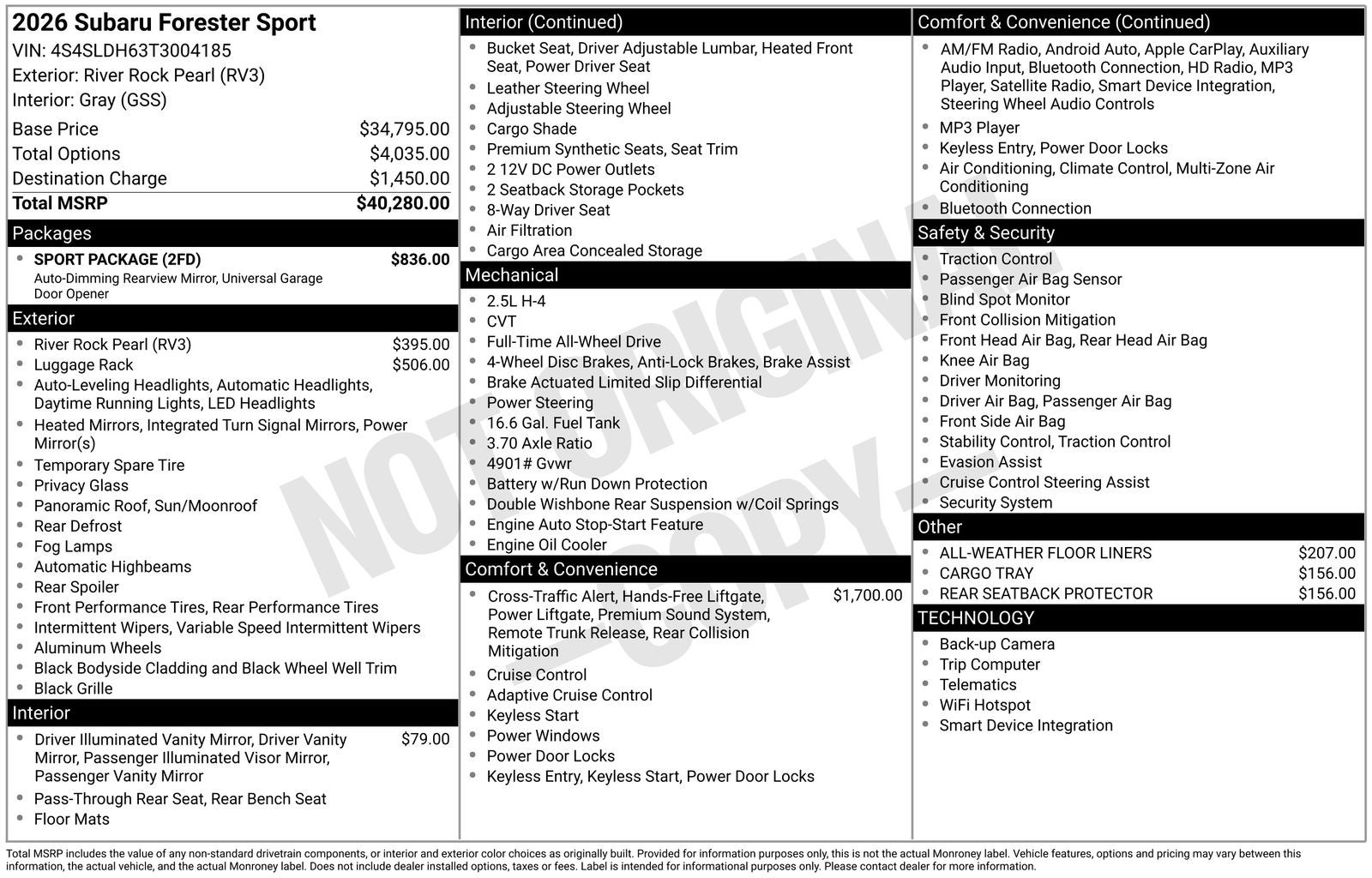 2026 Subaru Forester Sport