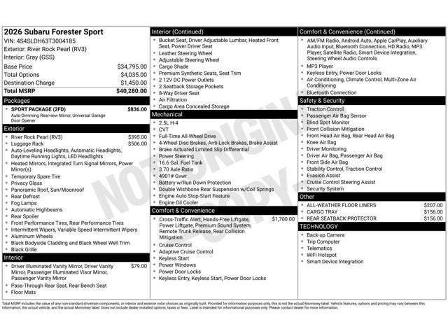 2026 Subaru Forester Sport