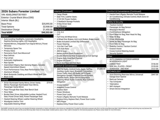 2026 Subaru Forester Limited