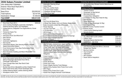 2026 Subaru Forester Limited