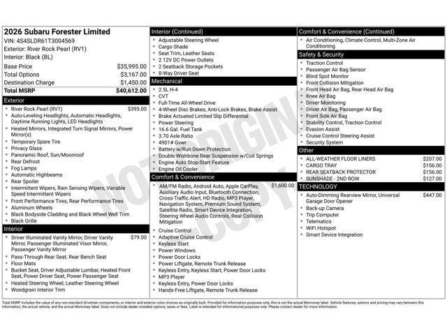 2026 Subaru Forester Limited