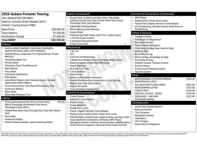 2026 Subaru Forester Touring