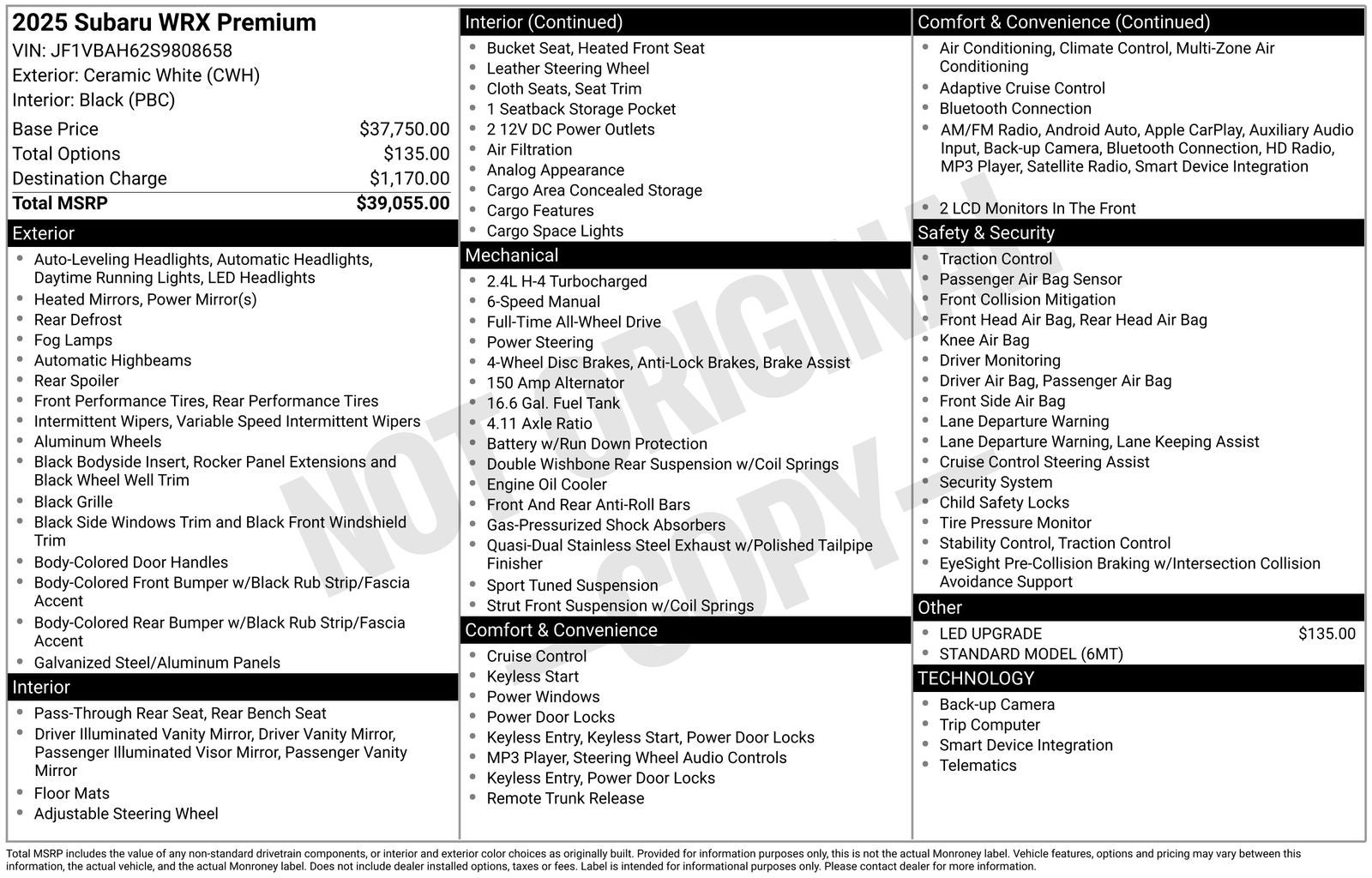 2025 Subaru WRX Premium