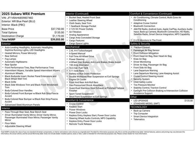 2025 Subaru WRX Premium
