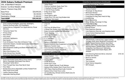 2026 Subaru Outback Premium