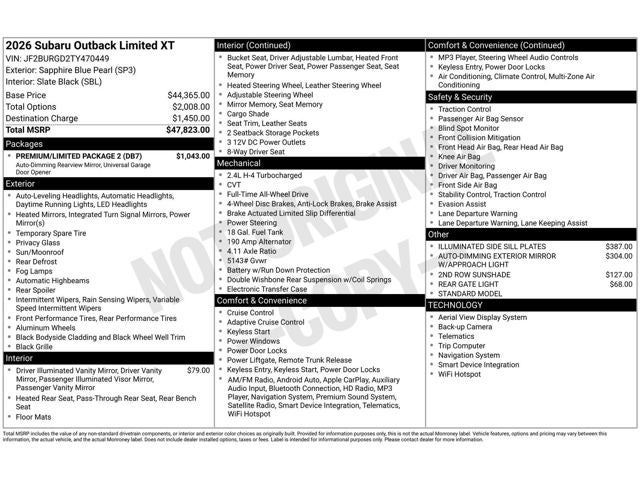 2026 Subaru Outback Limited XT