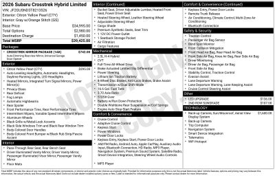 2026 Subaru Crosstrek Hybrid Limited Hybrid