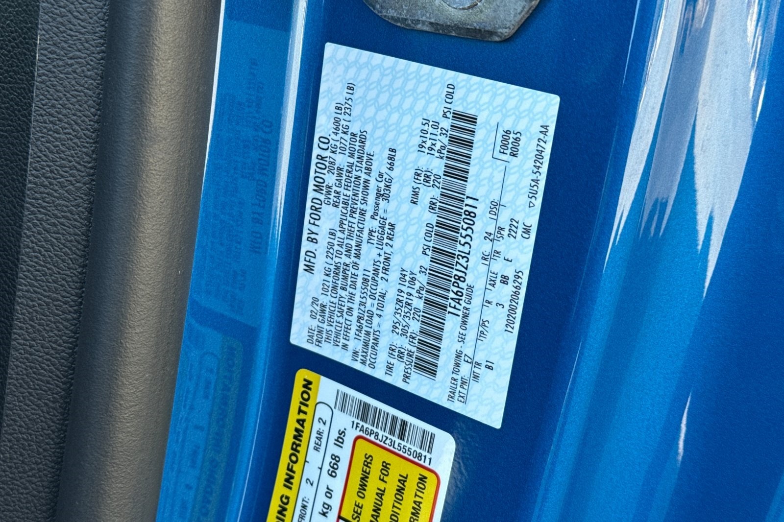 2020 Ford Mustang Shelby GT350 GT350 Equipment Group 900A