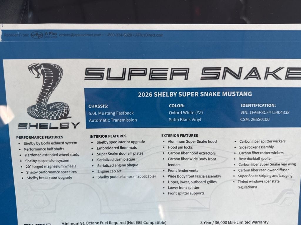 2026 Ford SHELBY SUPER SNAKE