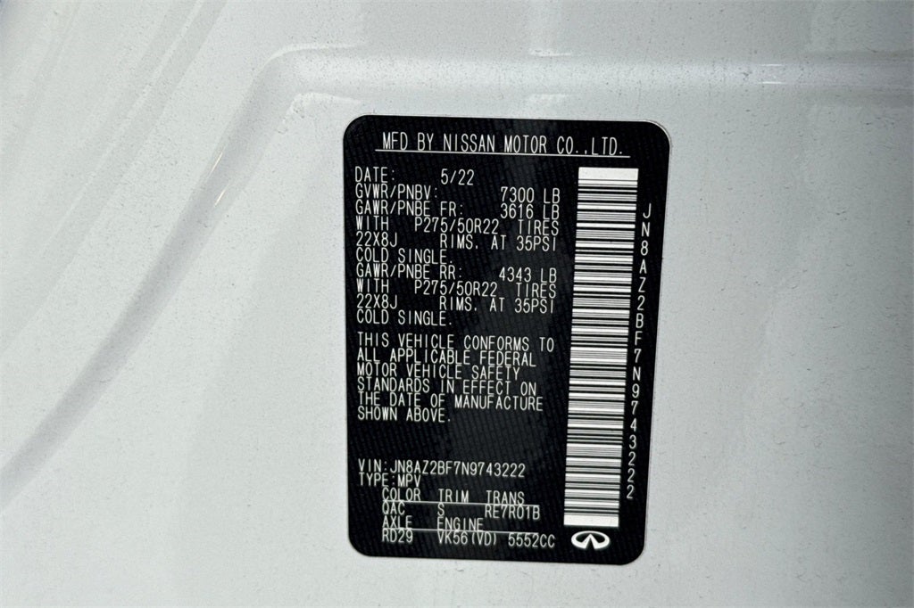 2022 INFINITI QX80 SENSORY 2WD